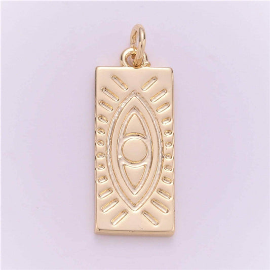 Evil eye pendant • 18k gold tiny evil eye pendant • protection pendant • military tag charm • minimalist jewelry pendant making,e151