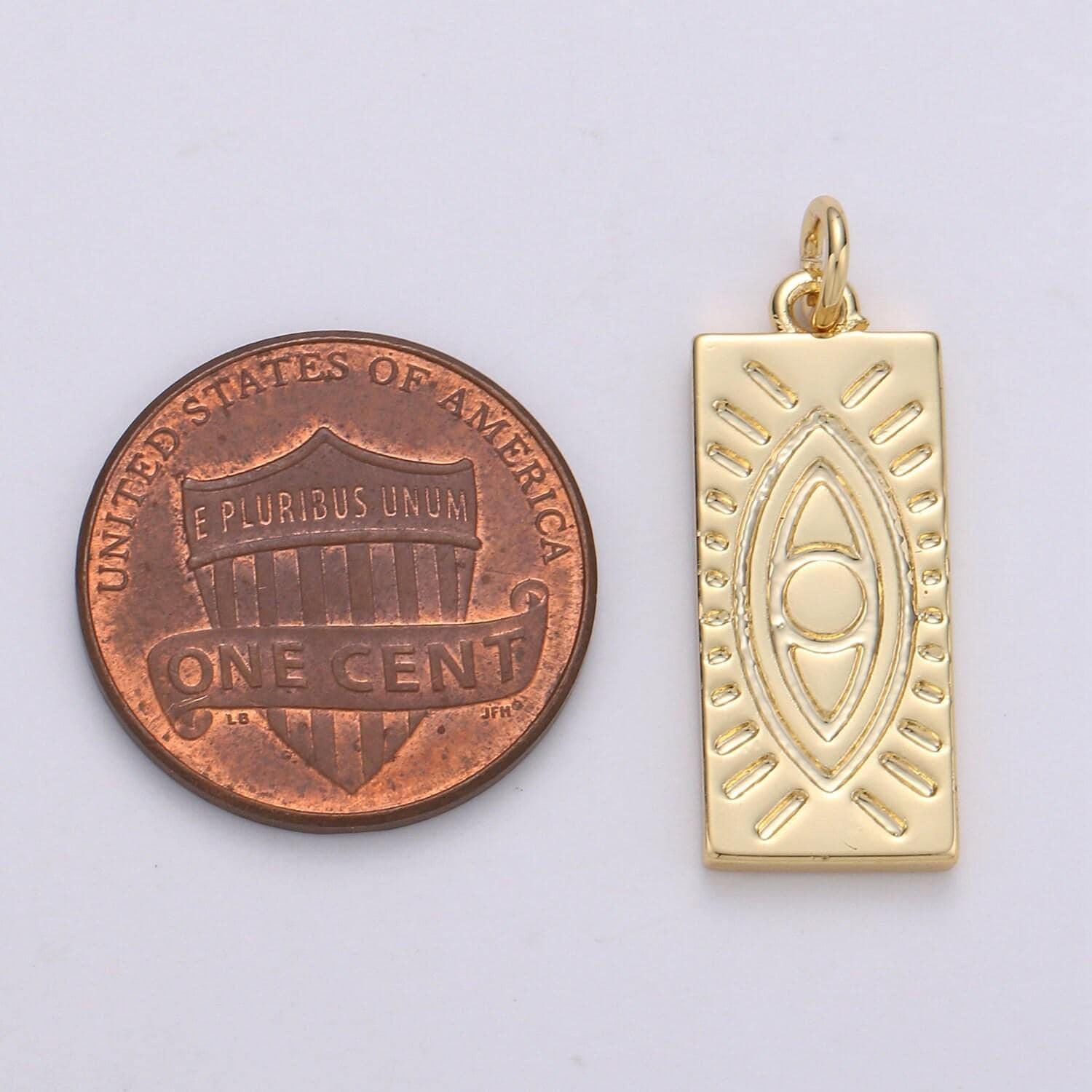 Evil eye pendant • 18k gold tiny evil eye pendant • protection pendant • military tag charm • minimalist jewelry pendant making,e151