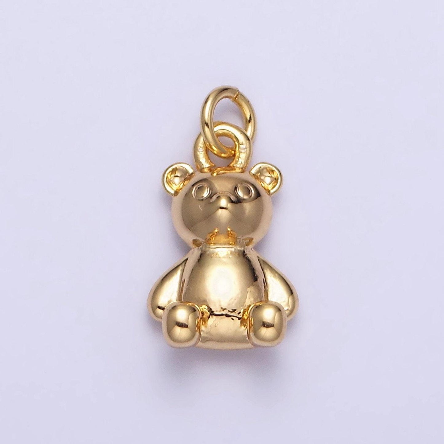 16k gold filled teddy bear sitting animal add-on charm in gold & silver | ac1294 ac1295