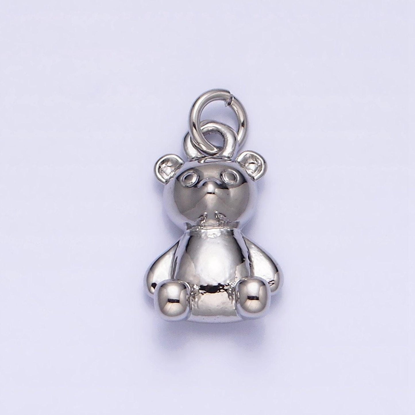 16k gold filled teddy bear sitting animal add-on charm in gold & silver | ac1294 ac1295