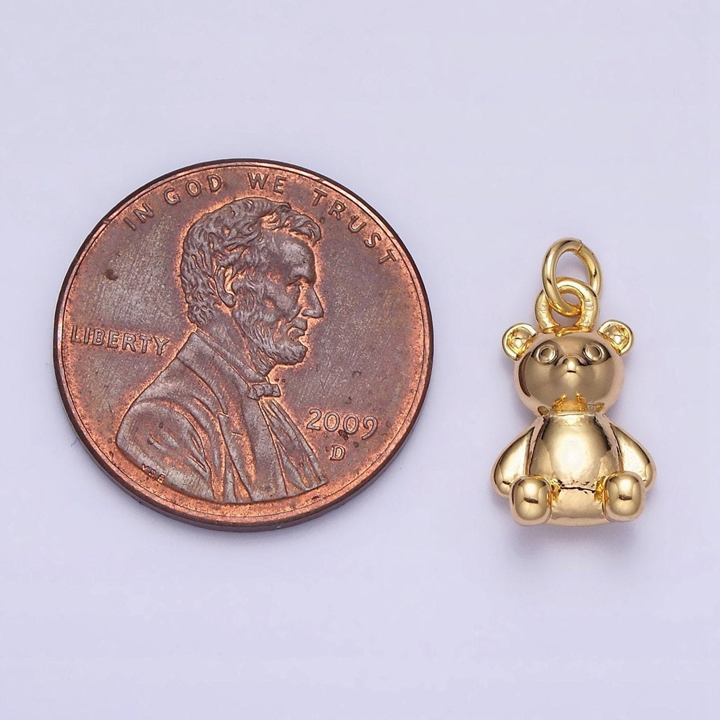 16k gold filled teddy bear sitting animal add-on charm in gold & silver | ac1294 ac1295