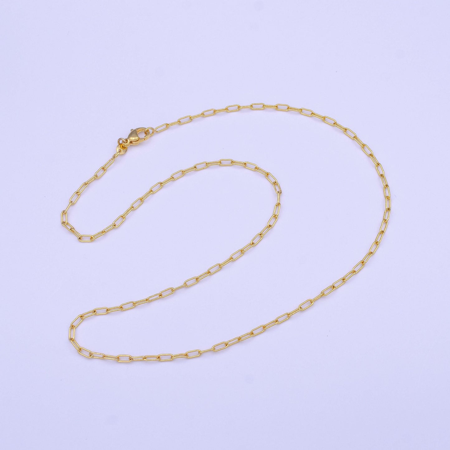 24k gold filled paper clip cable necklace chain, layering 2mm cable chain dainty necklace, for pendant charm necklace making wa-1454