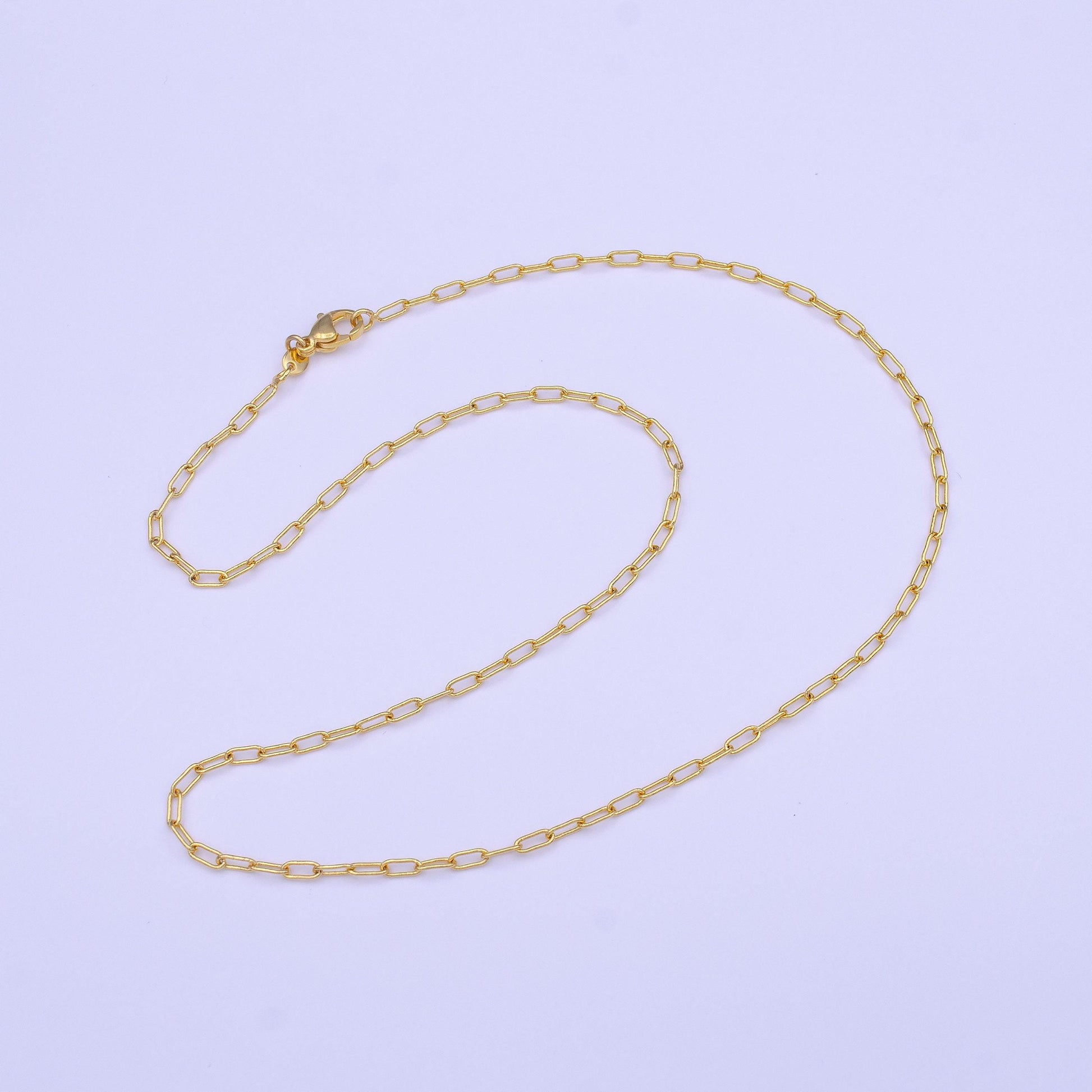 24k gold filled paper clip cable necklace chain, layering 2mm cable chain dainty necklace, for pendant charm necklace making wa-1454