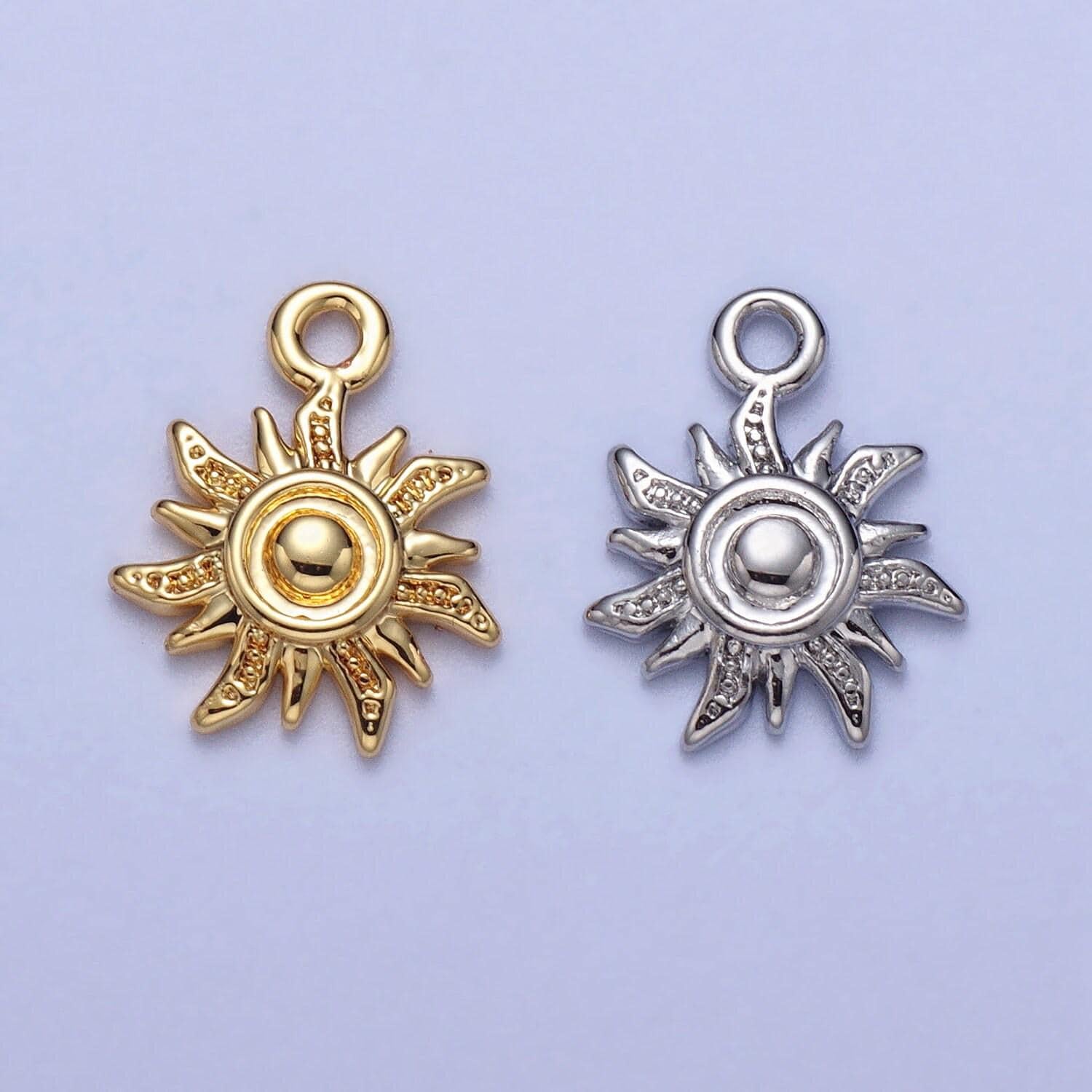 Mini gold sun charm celestial charm bohemian yogi charm jewelry finding silver sun ray charm for necklace bracelet earring supply ac030