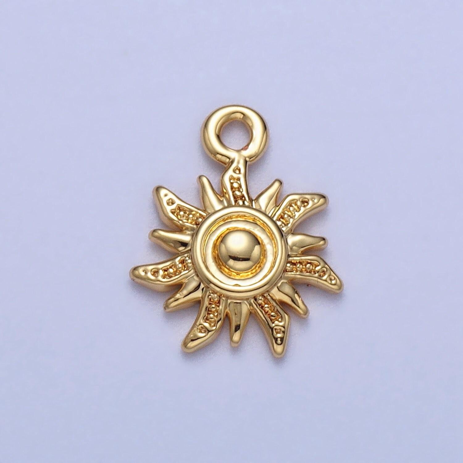 Mini gold sun charm celestial charm bohemian yogi charm jewelry finding silver sun ray charm for necklace bracelet earring supply ac030