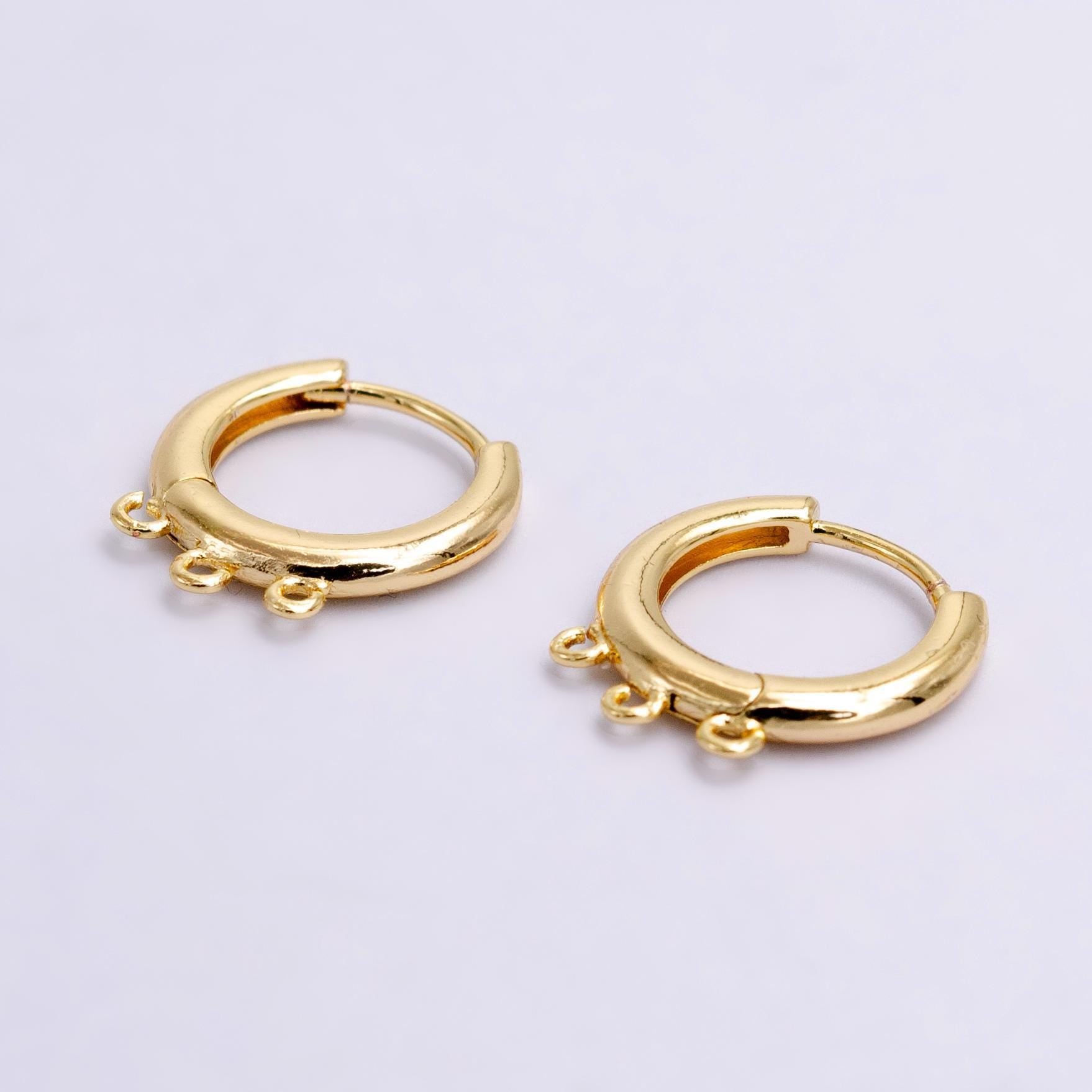 15mm minimalist hoop earrings with triple open link ring for charms for jewelry making | z-1009