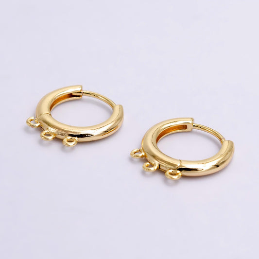 15mm minimalist hoop earrings with triple open link ring for charms for jewelry making | z-1009