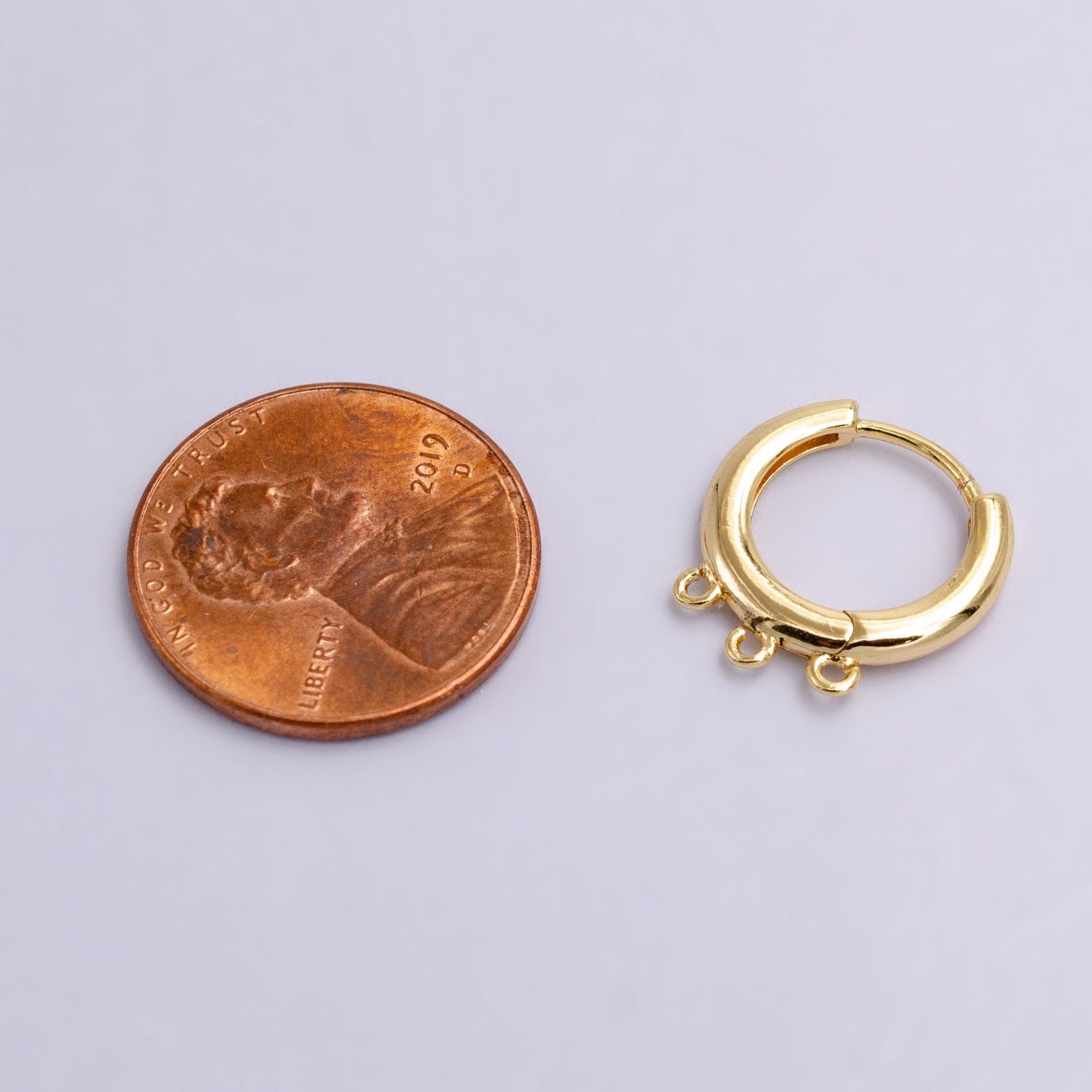 15mm minimalist hoop earrings with triple open link ring for charms for jewelry making | z-1009