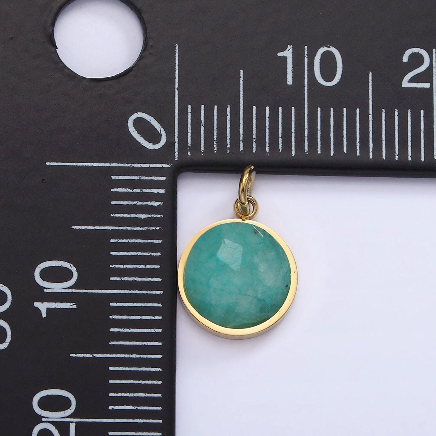 Stainless steel onyx, tiger eye, amazonite, clear quartz multifaceted round charm in gold & silver | p1333 - p1336