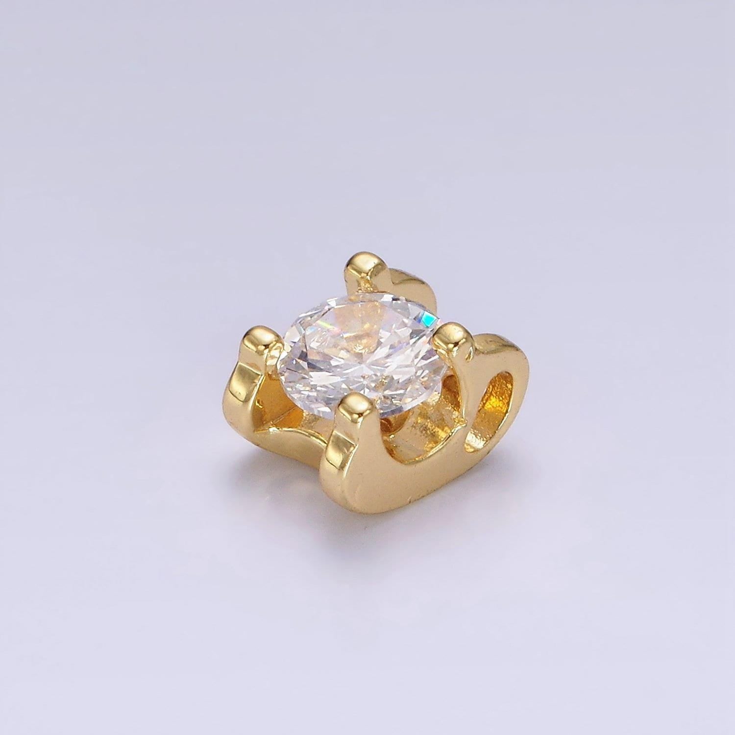 14k gold filled 11mm clear cz round claw bead | b842