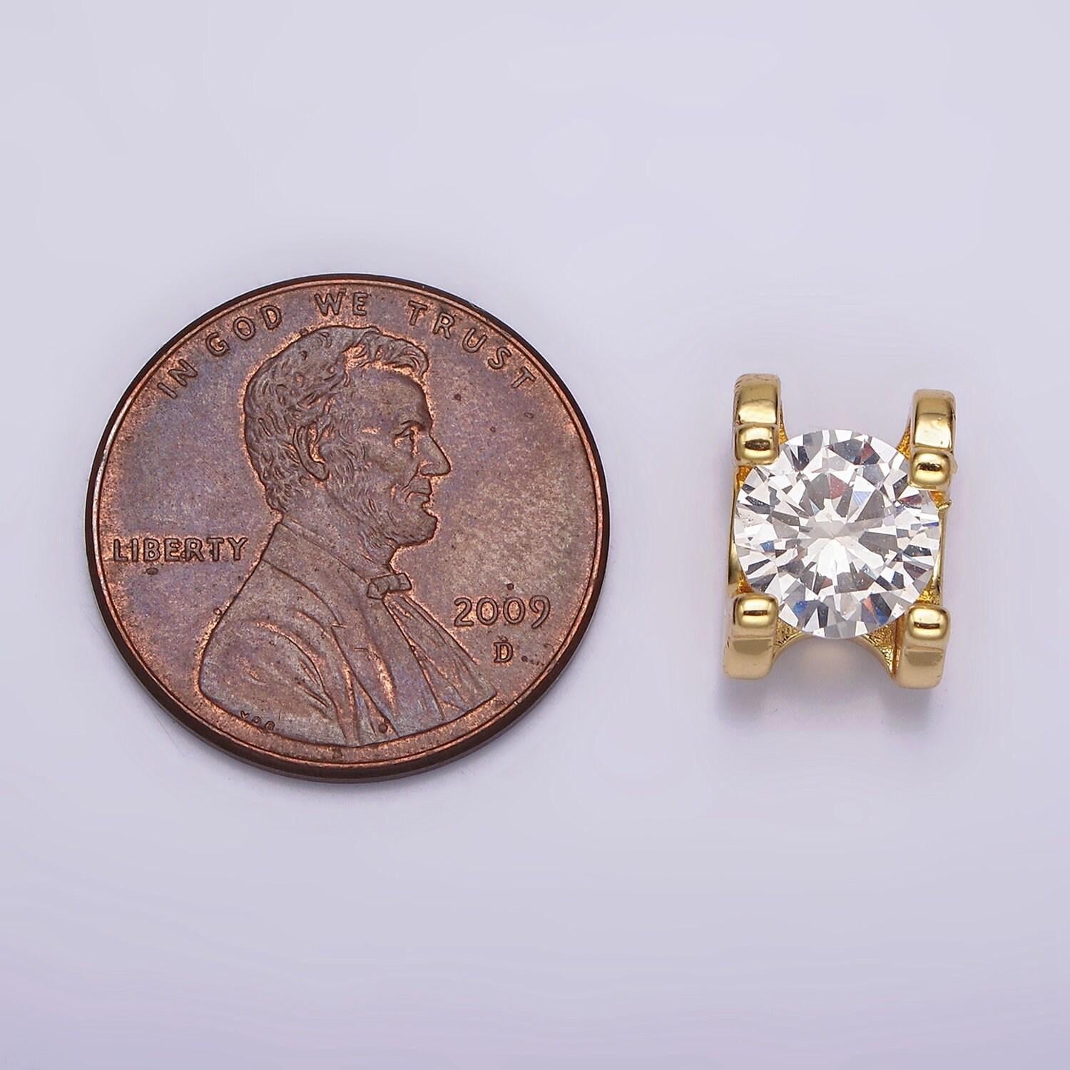 14k gold filled 11mm clear cz round claw bead | b842