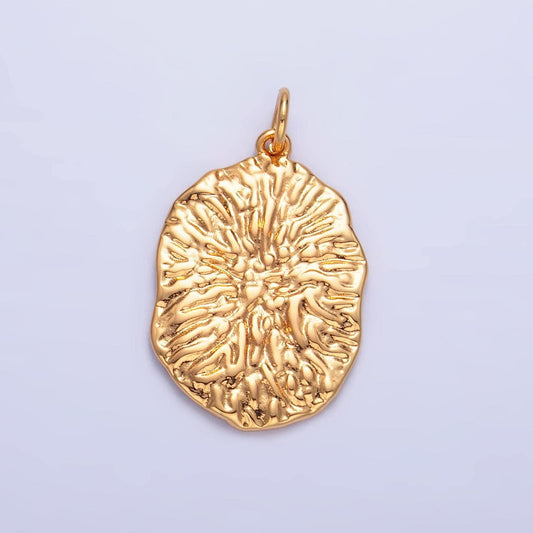Rustic coin charm, vintage gold coin pendant charms, vintage oval charm for necklace bracelet w387