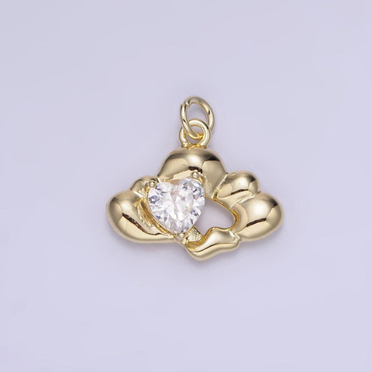 14k gold filled clear cz heart molten cloud charm | ag-747