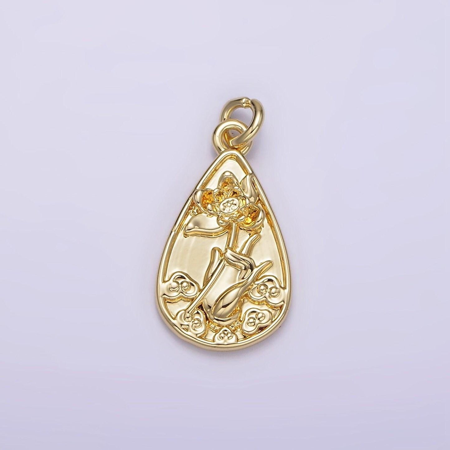 14k gold filled 20mm hand held flower teardrop charm | ag262