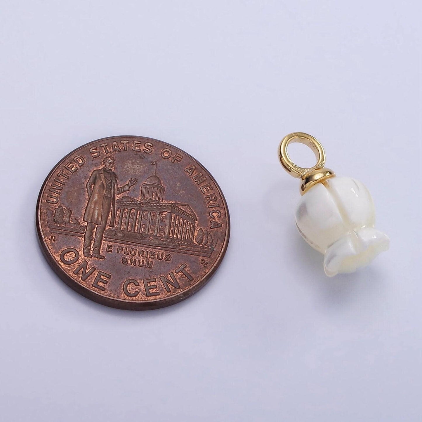 Dainty pearl gold flower bud charms 14x8mm 14k gold filled charm for drop pendant necklace bracelet earring component ag689
