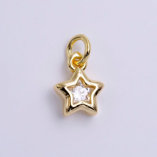 16k gold filled 10mm clear cz celestial star bezel add-on charm mini star charm | ac1461