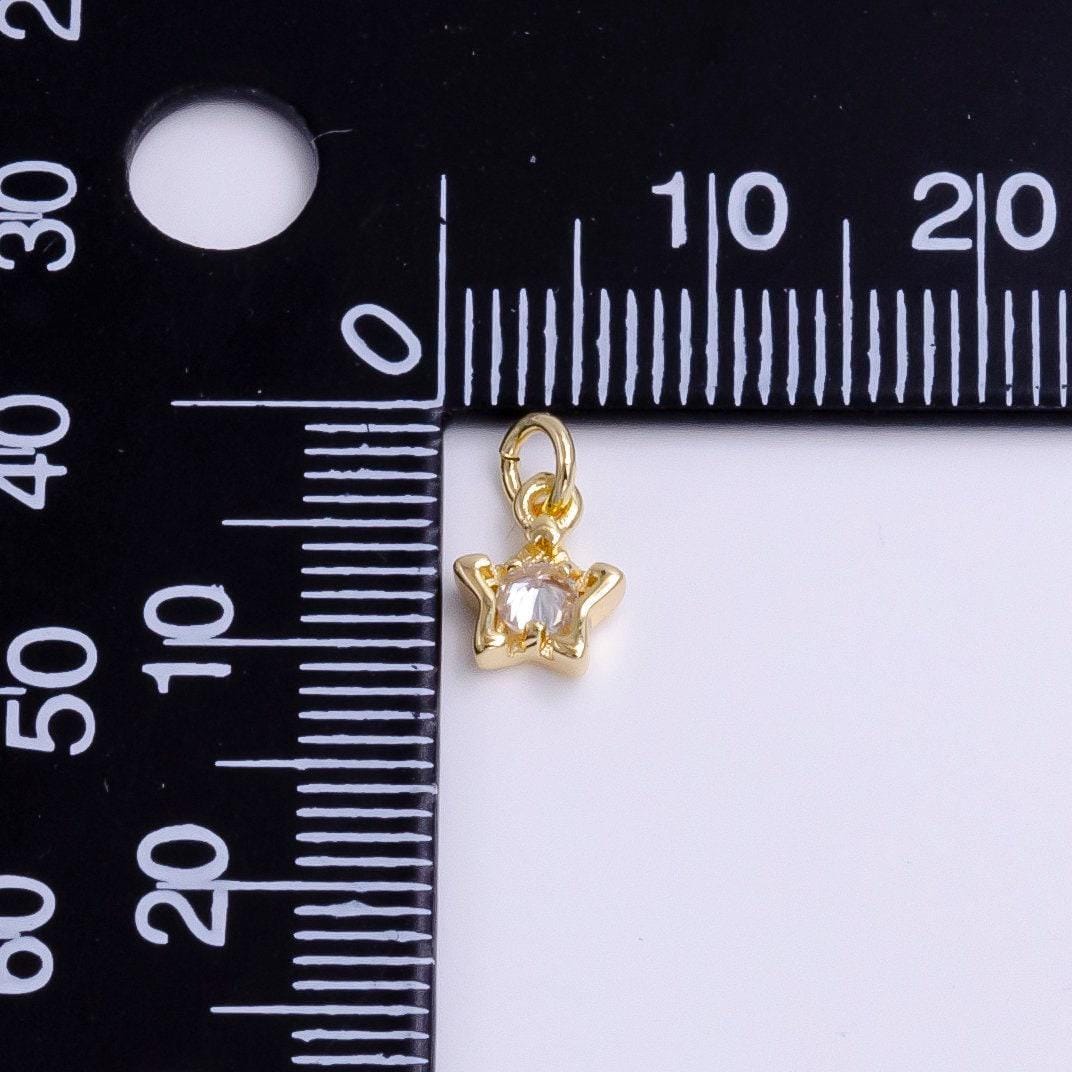 16k gold filled 10mm clear cz celestial star bezel add-on charm mini star charm | ac1461