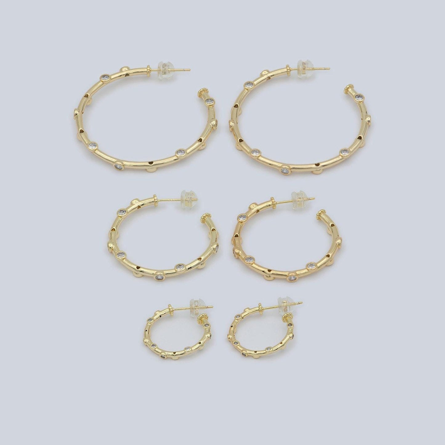 1 pair zirconia hoop earring - cz hoop - -elegant earring -dainty earring - minimalist jewelry- delicate earring