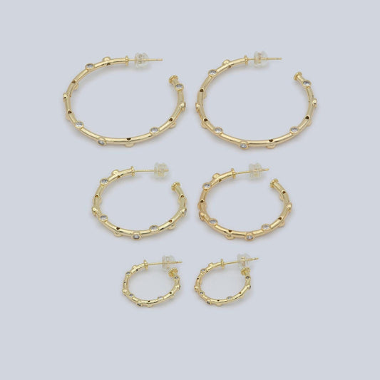 1 pair zirconia hoop earring - cz hoop - -elegant earring -dainty earring - minimalist jewelry- delicate earring