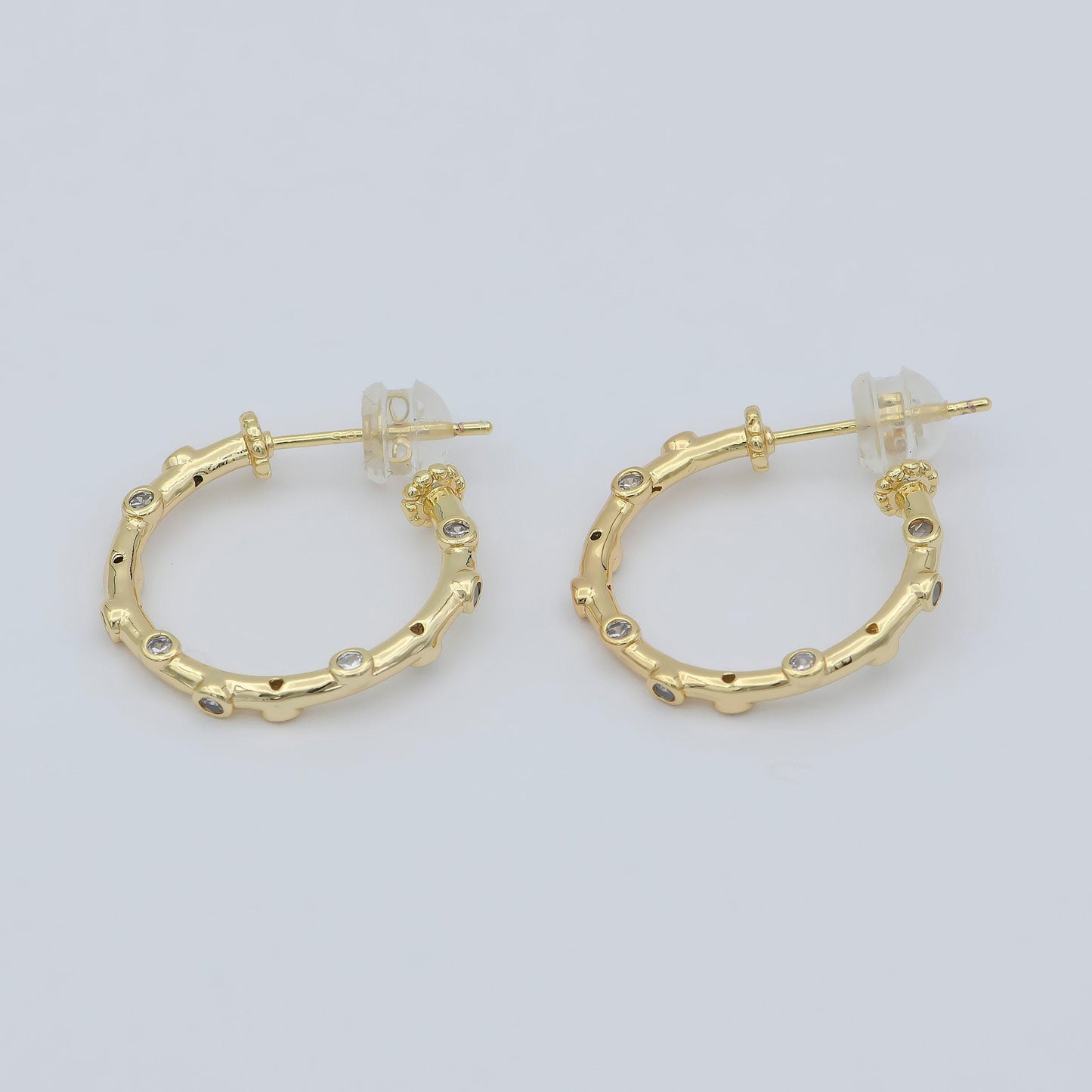 1 pair zirconia hoop earring - cz hoop - -elegant earring -dainty earring - minimalist jewelry- delicate earring