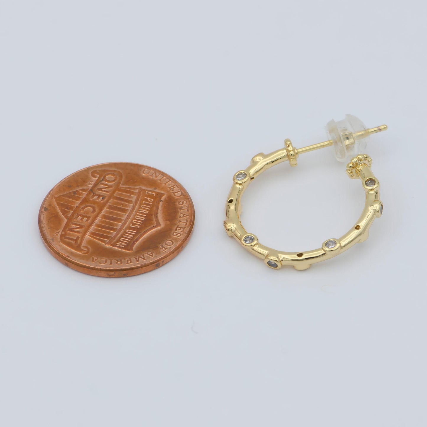 1 pair zirconia hoop earring - cz hoop - -elegant earring -dainty earring - minimalist jewelry- delicate earring