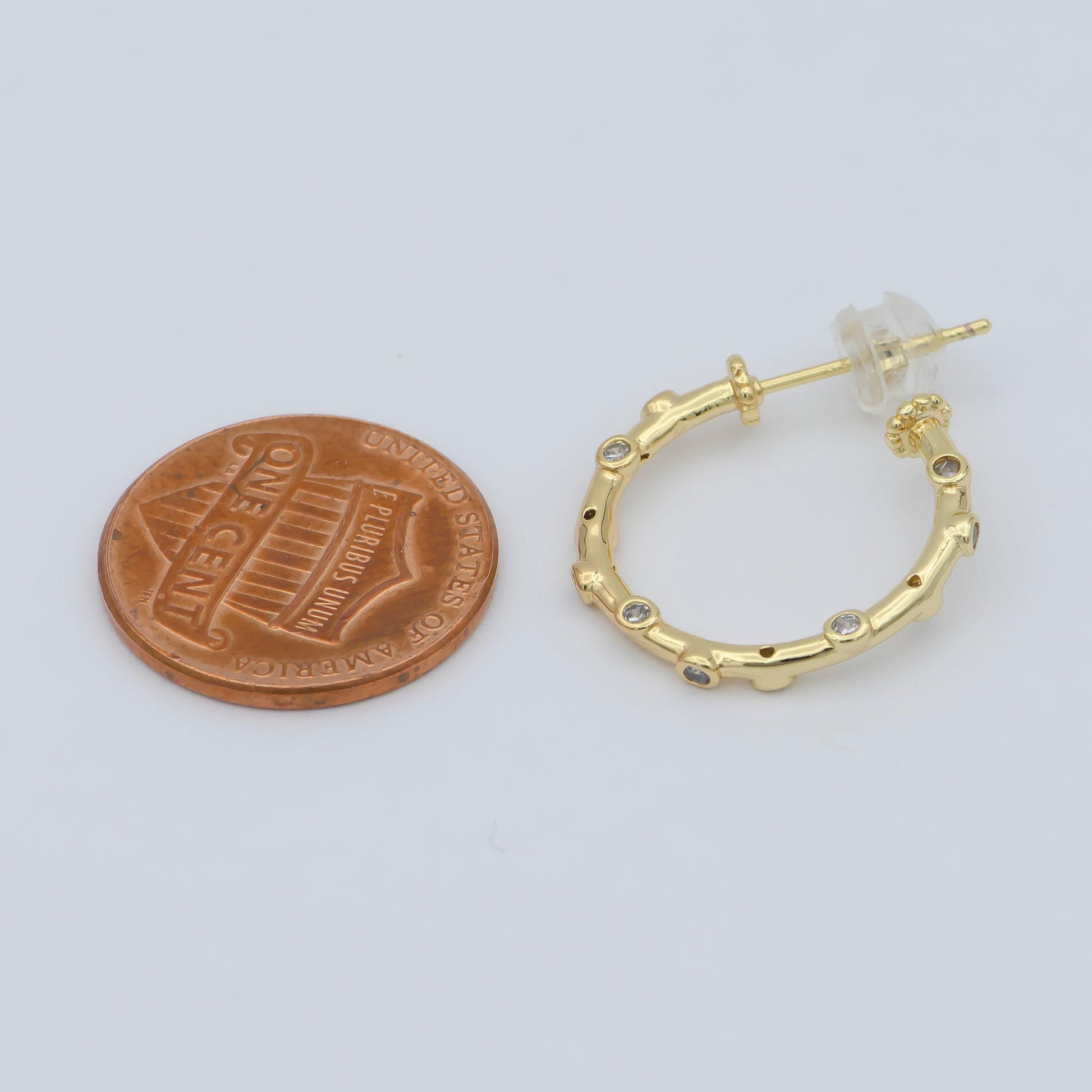 1 pair zirconia hoop earring - cz hoop - -elegant earring -dainty earring - minimalist jewelry- delicate earring