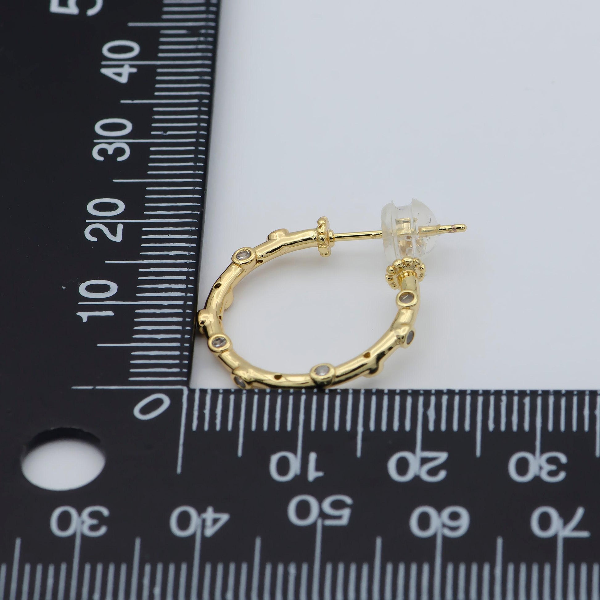 1 pair zirconia hoop earring - cz hoop - -elegant earring -dainty earring - minimalist jewelry- delicate earring