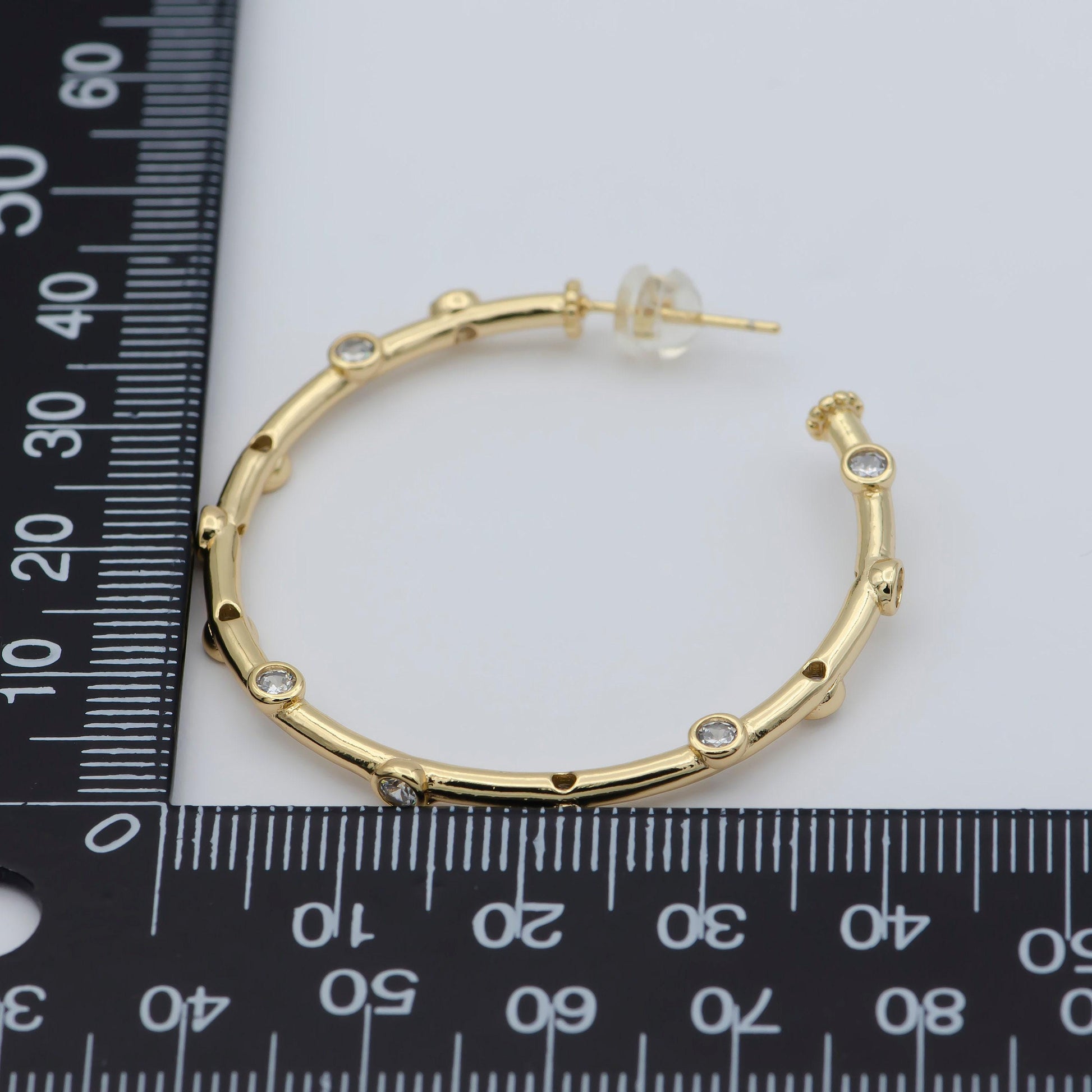 1 pair zirconia hoop earring - cz hoop - -elegant earring -dainty earring - minimalist jewelry- delicate earring