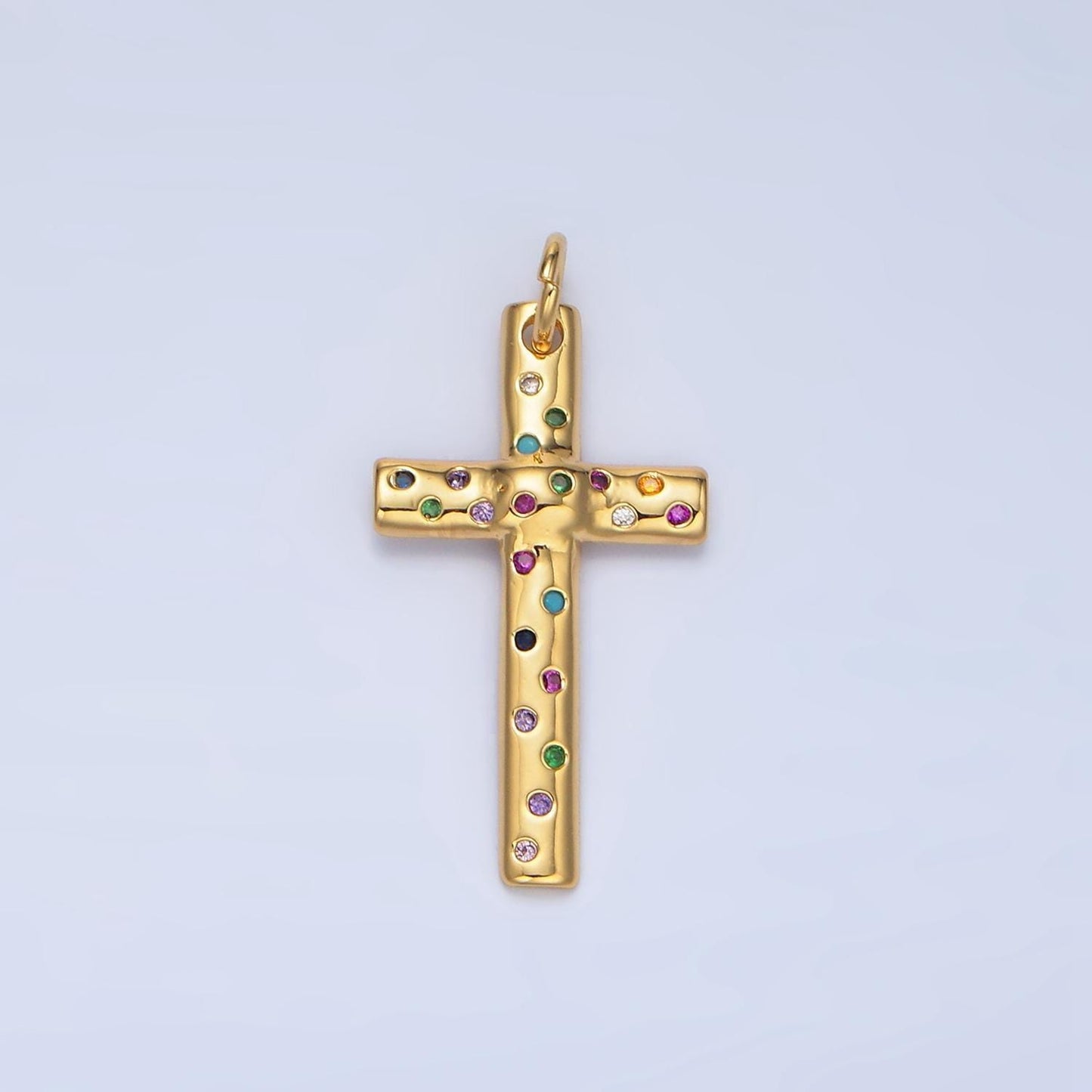 Multi color cz cross charm pendant 24k gold filled charm religious jewelry bracelet necklace making x606