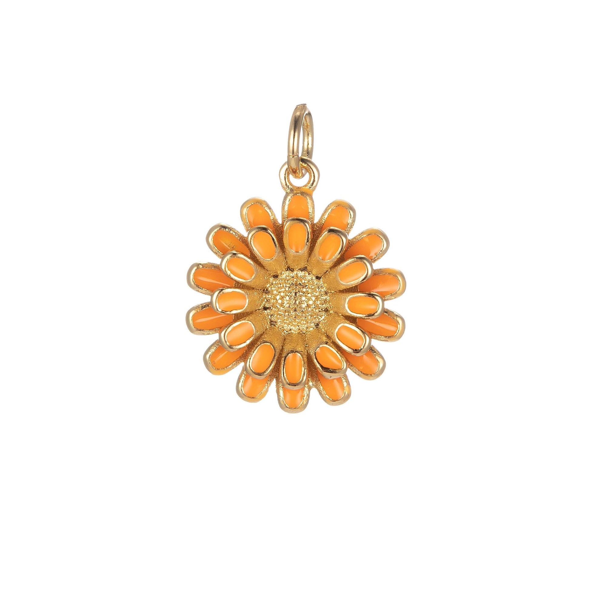 Dainty sun flower charm necklace bracelet earring enamel floral charm summer women jewelry black blue pink green orange yellow e833