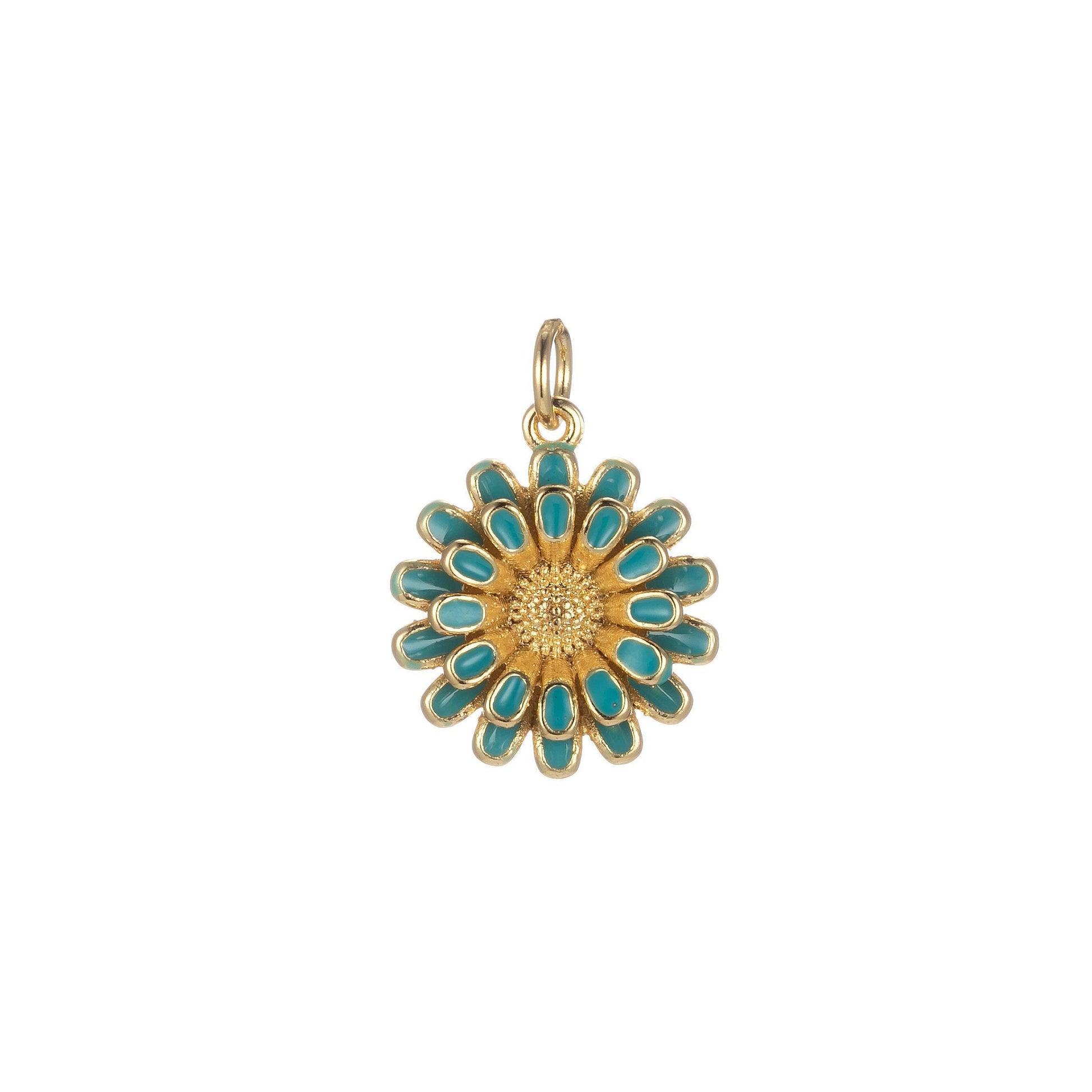 Dainty sun flower charm necklace bracelet earring enamel floral charm summer women jewelry black blue pink green orange yellow e833