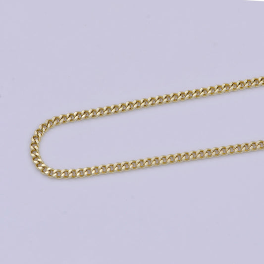 14k gold filled curb chain necklace 2.1mm width dainty gold chain necklace wa-756