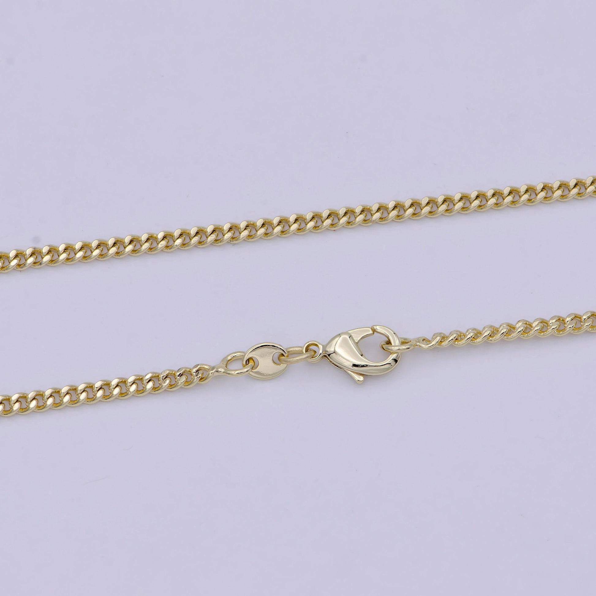 14k gold filled curb chain necklace 2.1mm width dainty gold chain necklace wa-756