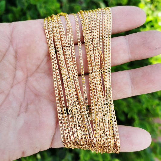 1pc 19.8'' ready to use 24k gold cuban curb necklace chain, layering curb chain necklace, lobster clasp, width is 2 mm,ch- 871