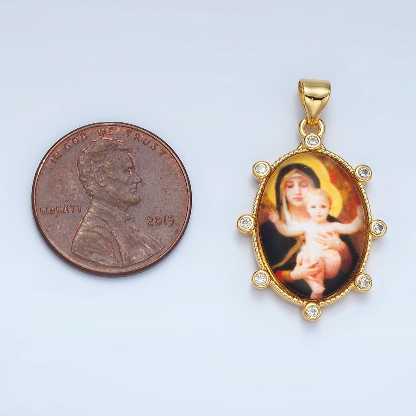 Dainty gold filled catholic medals virgin mary pendant our lady of guadalupe with baby jesus picture pendant medallion religious charm aa903