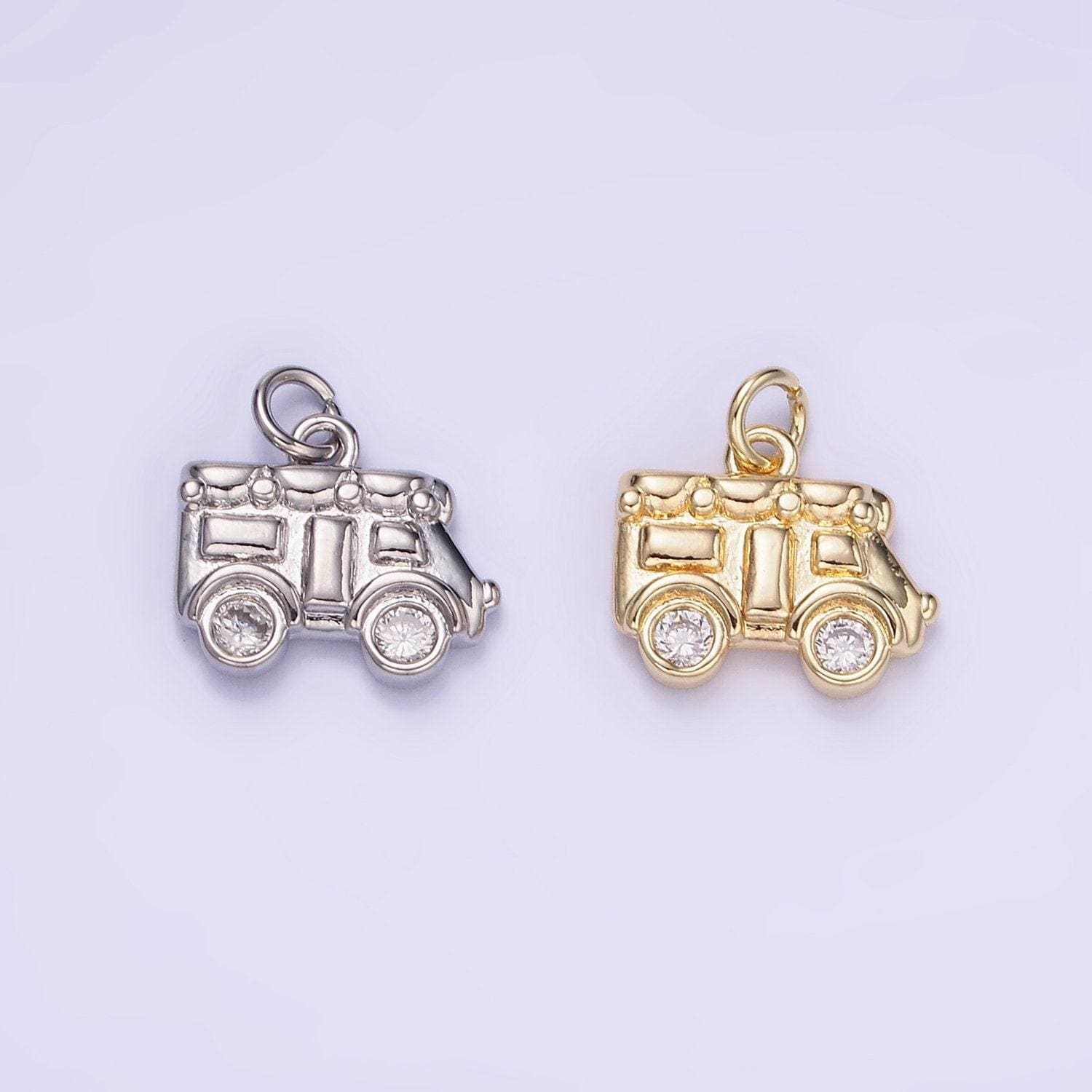 Mini gold food truck car charm for necklace bracelet pendant antique car design mix charm ice cream truck inspired w549