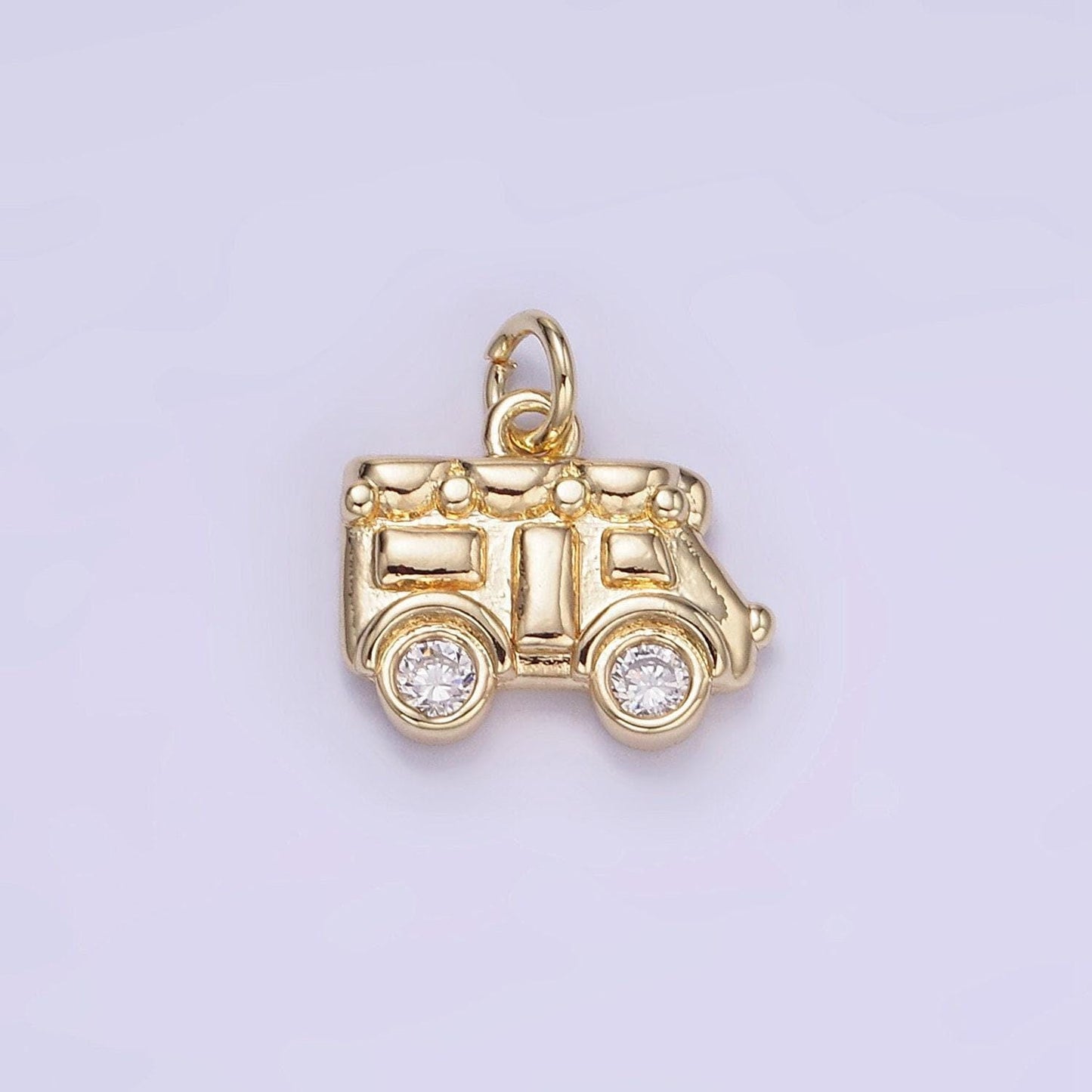 Mini gold food truck car charm for necklace bracelet pendant antique car design mix charm ice cream truck inspired w549