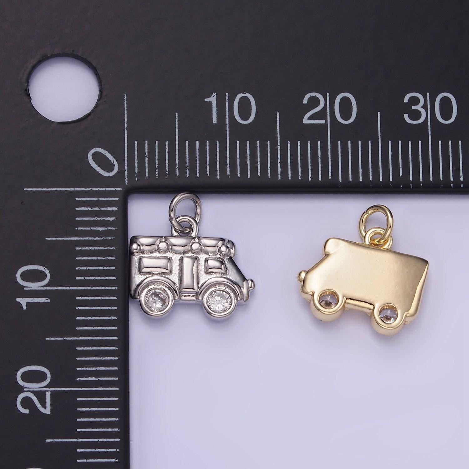 Mini gold food truck car charm for necklace bracelet pendant antique car design mix charm ice cream truck inspired w549