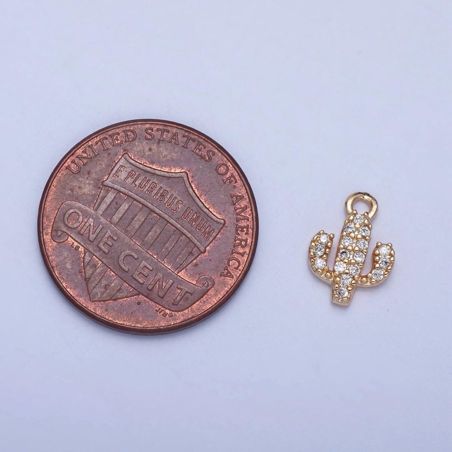 24k gold dainty cactus micro pave cz clear stone pendant, add on cute cacti charm dainty crystal cz for necklace bracelet supply | x-031