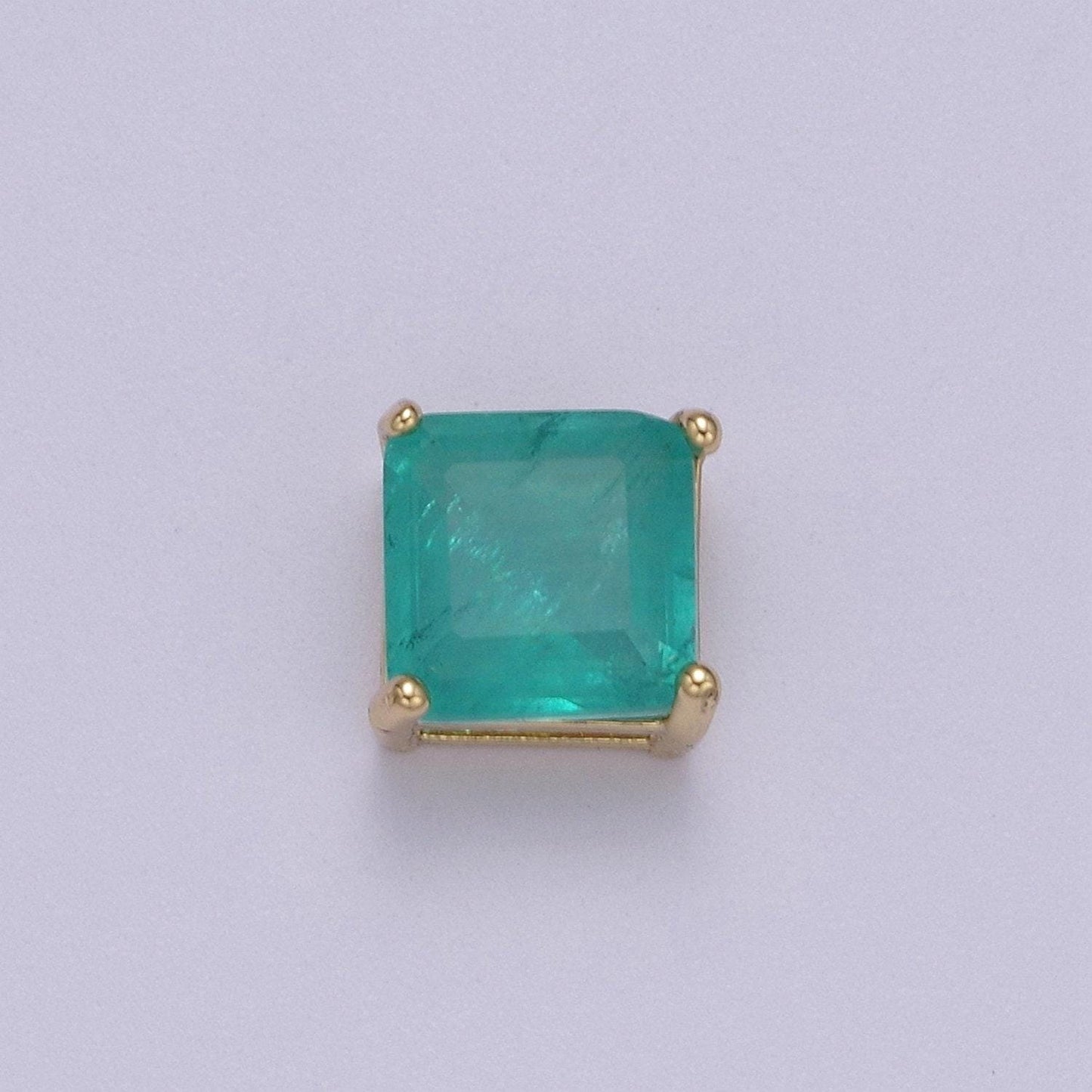 Cubiz zirconia square beads - 8.5mm small cz aqua green geometric jewelry gold beads spacer for bracelet necklace supply, b-462