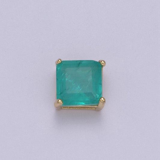 Cubiz zirconia square beads - 8.5mm small cz aqua green geometric jewelry gold beads spacer for bracelet necklace supply, b-462