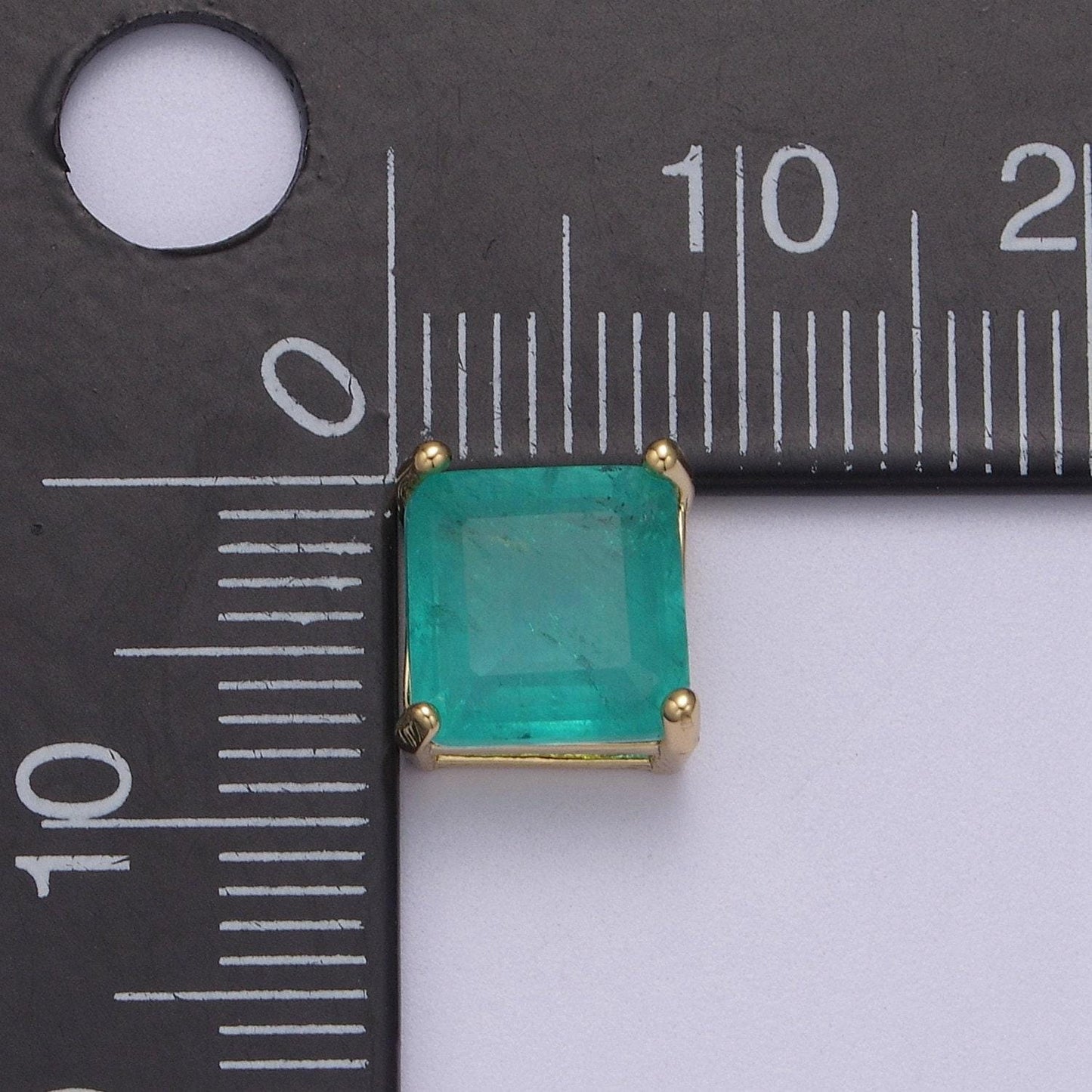 Cubiz zirconia square beads - 8.5mm small cz aqua green geometric jewelry gold beads spacer for bracelet necklace supply, b-462