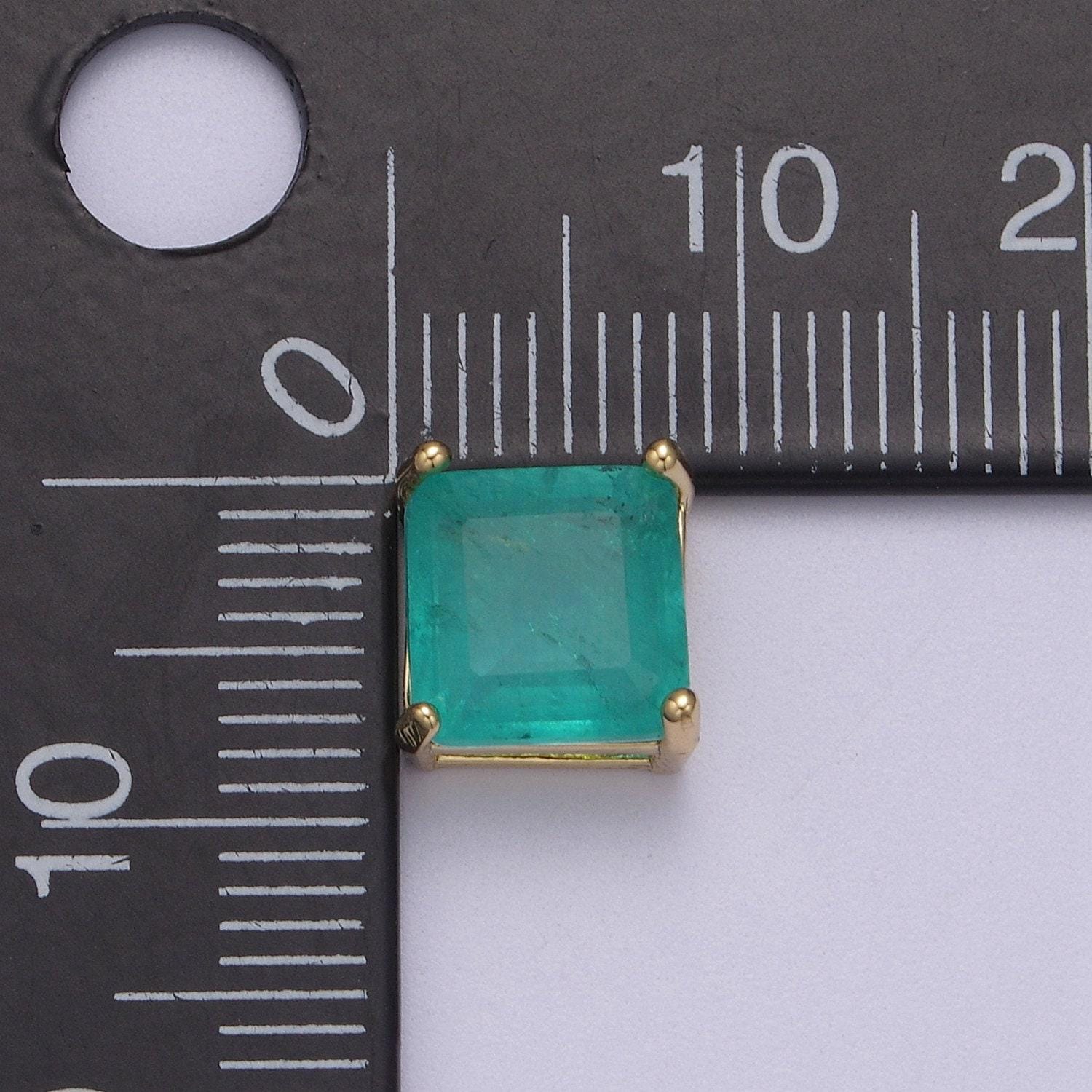 Cubiz zirconia square beads - 8.5mm small cz aqua green geometric jewelry gold beads spacer for bracelet necklace supply, b-462