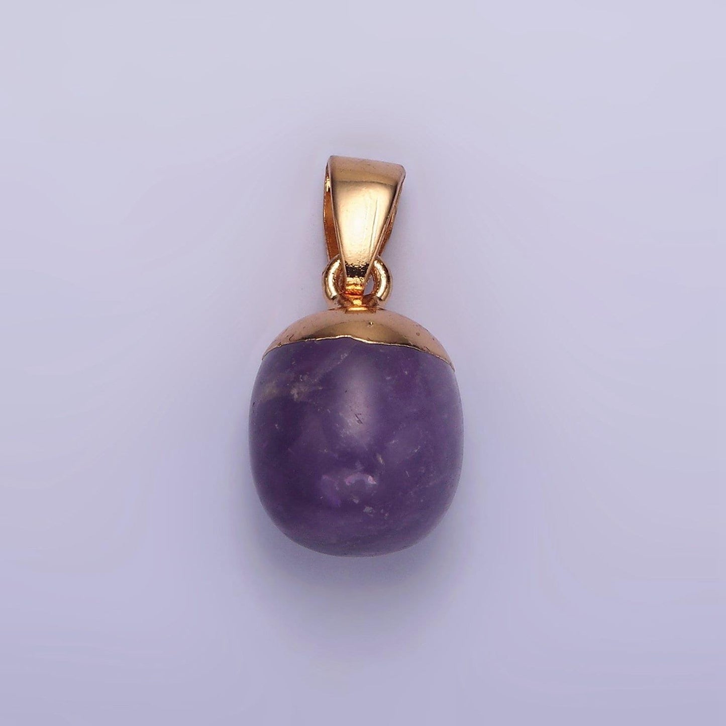 Gemstone oval potato gold pendant charm rose quartz moonstone amethyst amazonite charm n1305 n1306 n1307 n1308