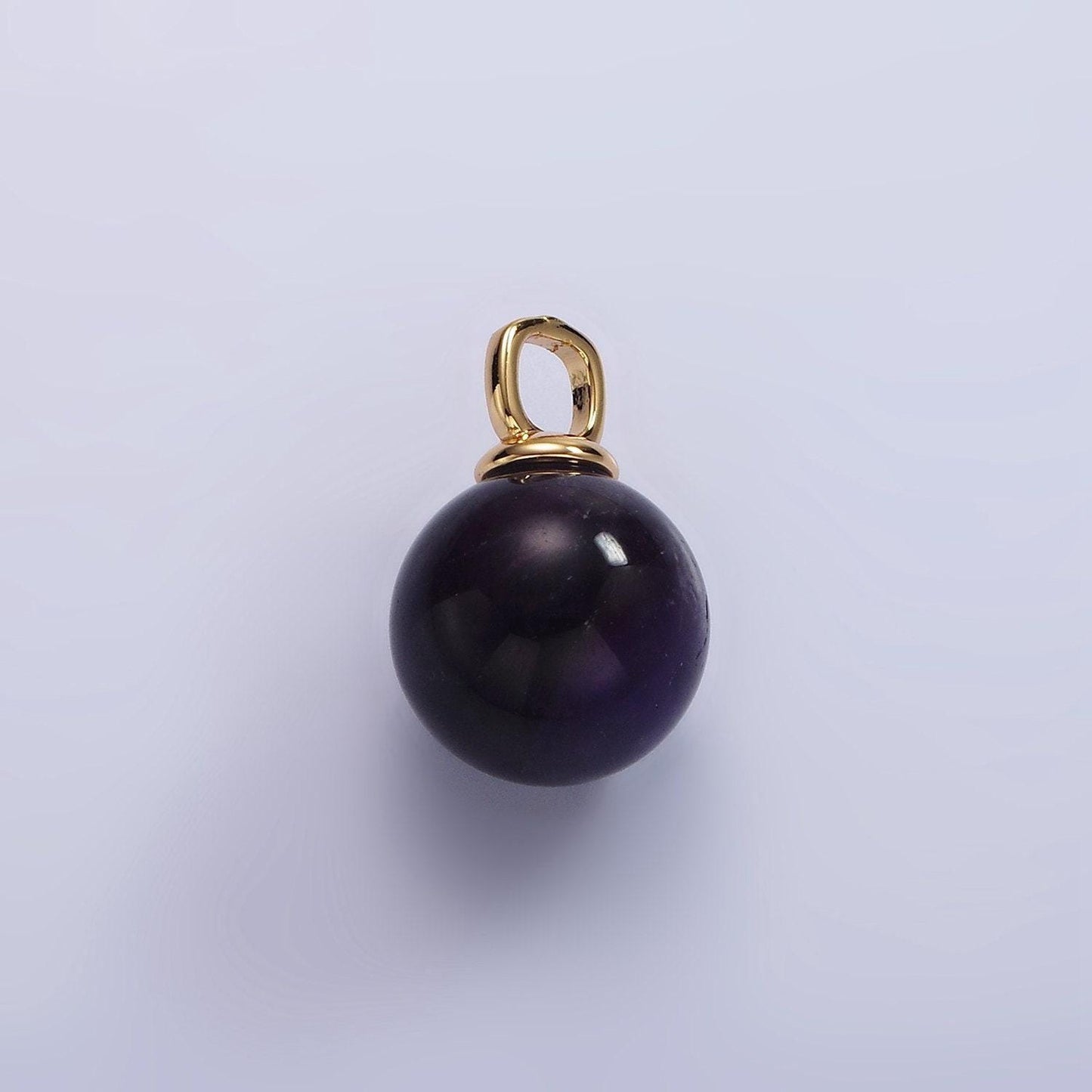 14k gold filled 12mm round natural gemstone drop personalized pendant birthstone jewelry christmas ornament ball | ac808 - ac813