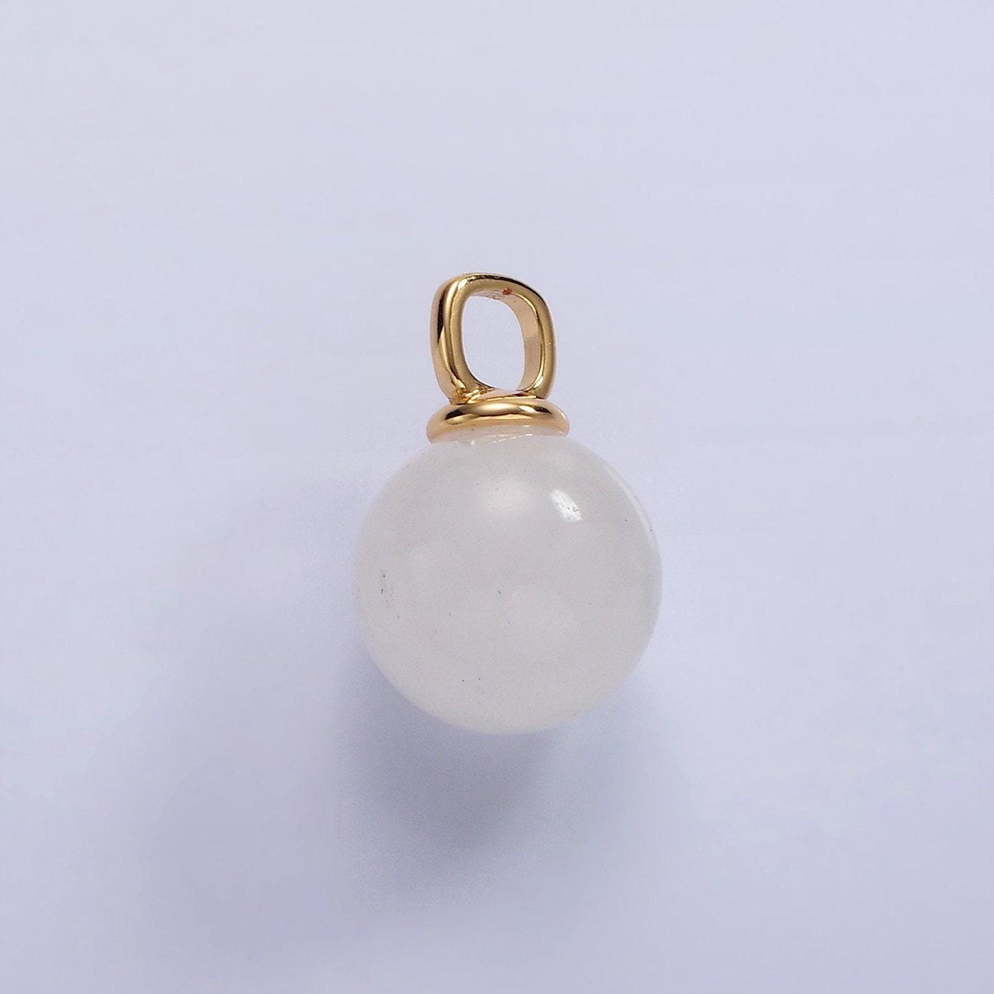14k gold filled 12mm round natural gemstone drop personalized pendant birthstone jewelry christmas ornament ball | ac808 - ac813