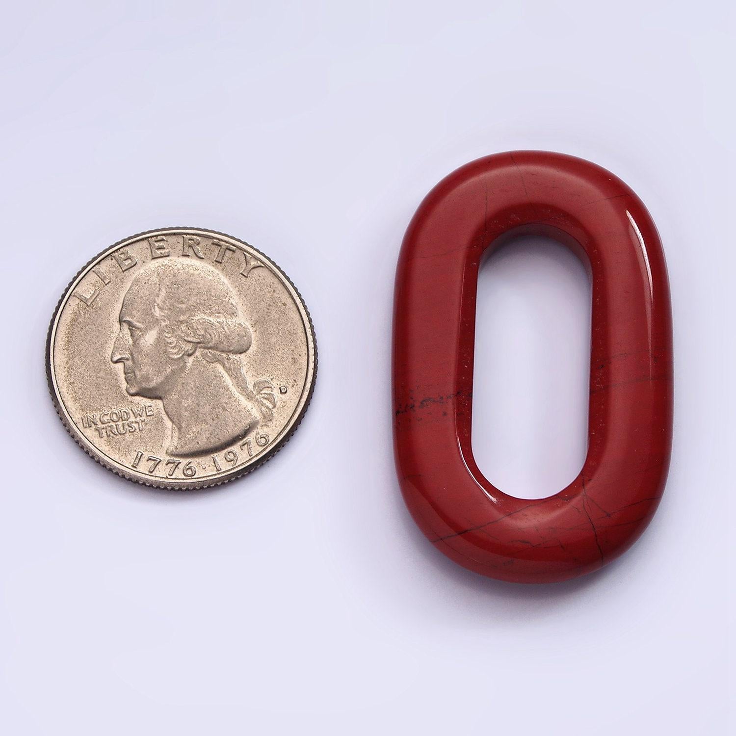 Red jasper natural oval open stone beads red gemstone oblong oval findings 40mm x 25mm jewelry supply z547