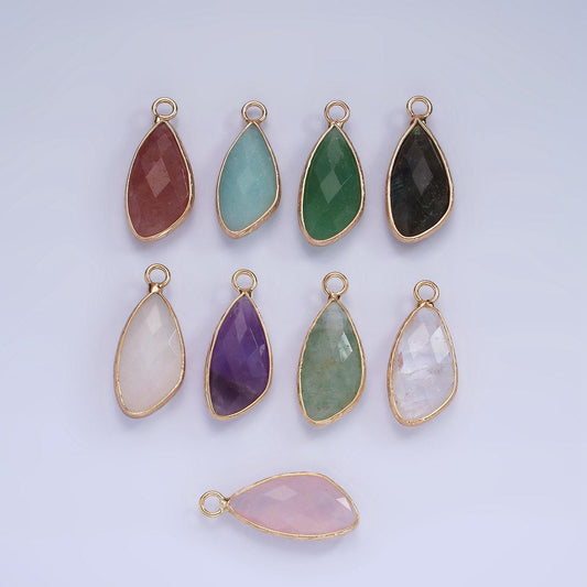 14k gold filled multifaceted amethyst, clear - rose -strawberry quartz, white stone, labradorite, amazonite, moonstone charm | n1660 - n1668