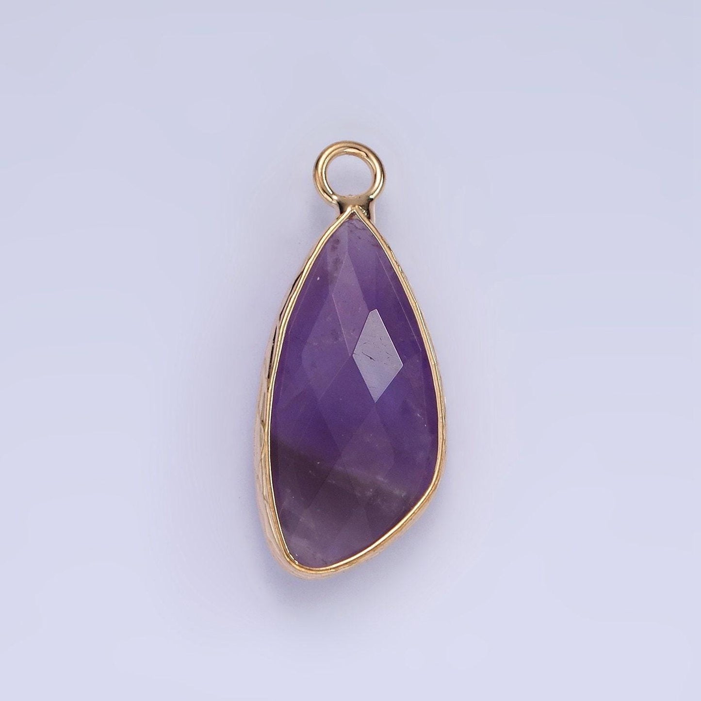 14k gold filled multifaceted amethyst, clear - rose -strawberry quartz, white stone, labradorite, amazonite, moonstone charm | n1660 - n1668