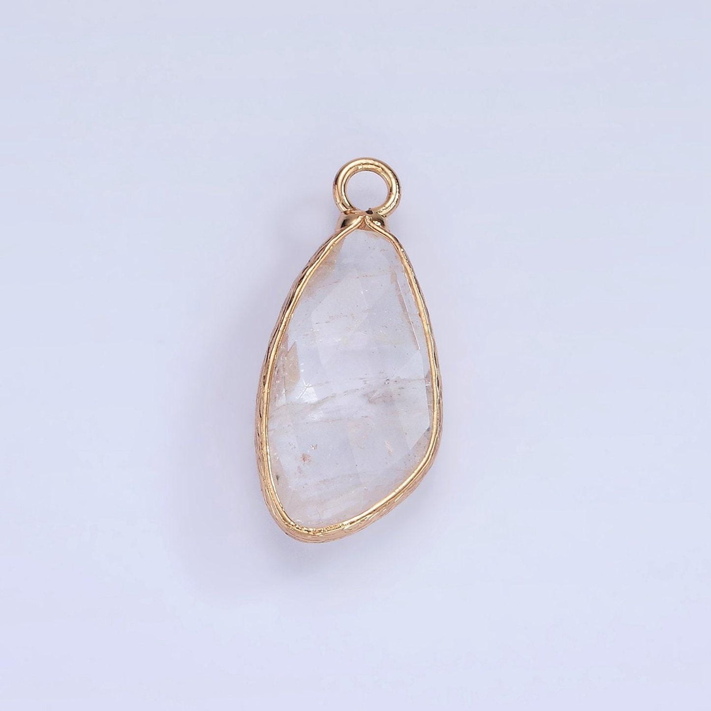 14k gold filled multifaceted amethyst, clear - rose -strawberry quartz, white stone, labradorite, amazonite, moonstone charm | n1660 - n1668